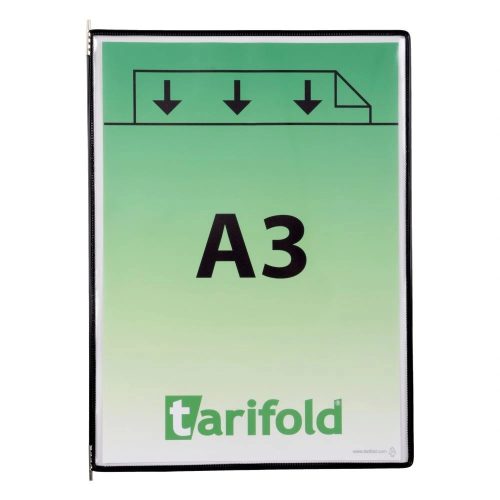 Bemutatótábla A3, fekete, álló, felül nyitott