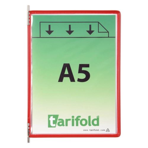 Bemutatótábla A5, piros, álló, felül nyitott