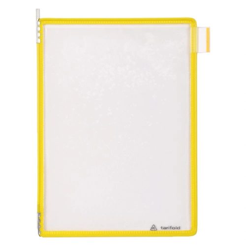 Bemutatótábla A5, sárga, álló, felül nyitott