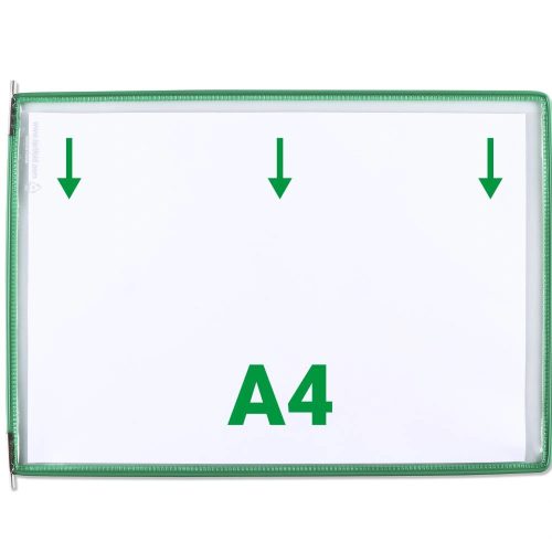 Bemutatótábla A4, zöld, fekvő, felül nyitott