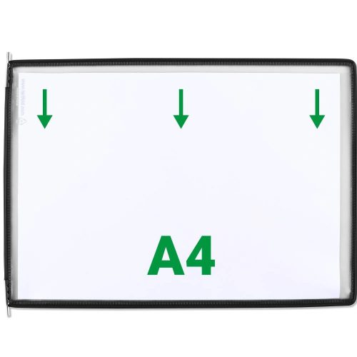 Bemutatótábla A4, fekete, fekvő, felül nyitott