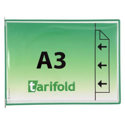 Bemutatótábla A3, zöld, fekvő, külső oldalt nyitott