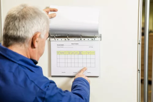 Lefűzhető tasak, mágneses, kétoldalas, fekvő, A4, kék