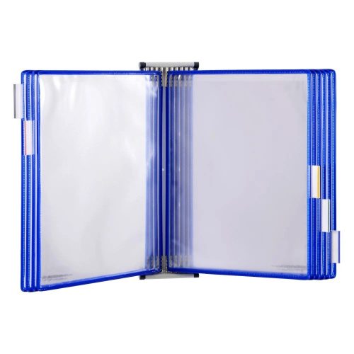 Wall mounted holder A4 steel + 10 blue display boards