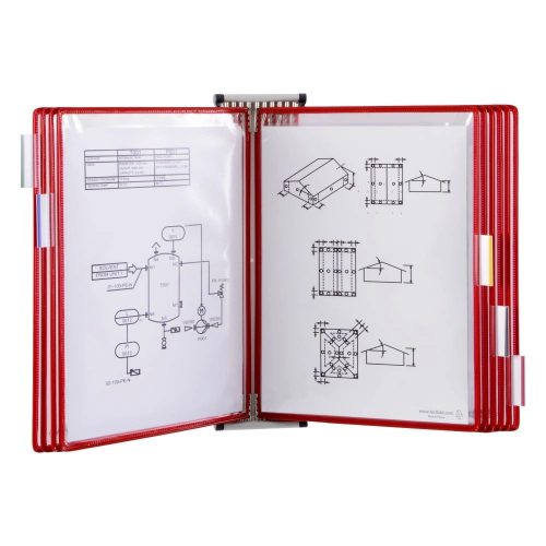 Wall mounted holder A4 steel + 10 red display boards
