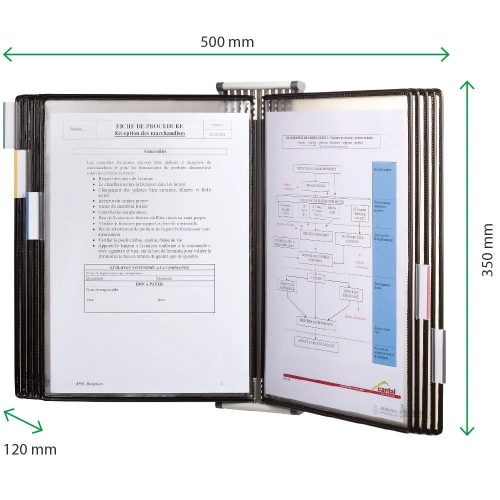 Sterifold stainless steel antimicrobial wall holder A4, metal + 10 display boards, mixed