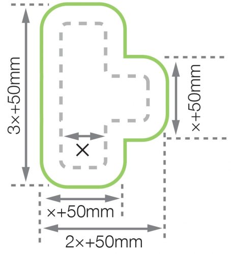 GEToolbox® T shape 'ExtraLife floor marking' protected film 75 mm