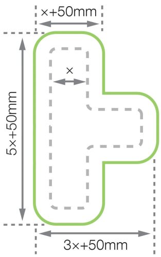 GEToolbox® Long T shape 'ExtraLife floor marking' protected film 75 mm