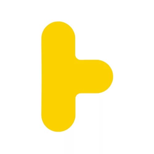 GEToolbox® T alakú Flexibilis padlójelölés kerekített 90 mm TRAFFIC SÁRGA RAL1023