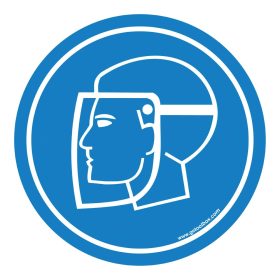   "ARC VÉDŐ PAJZS HASZNÁLATA KÖTELEZŐ!" PADLÓ SZIMBÓLUM 