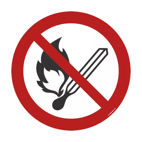 Nyílt láng használata tilos  Fire open ignition source and smoking prohibited P003 500 mm biztonsági jel