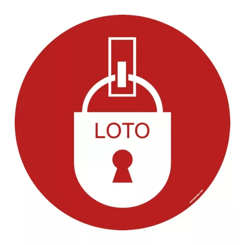 LOTO (kizárás-táblázás) tiltó padlójel 300 mm-es biztonsági padlójel